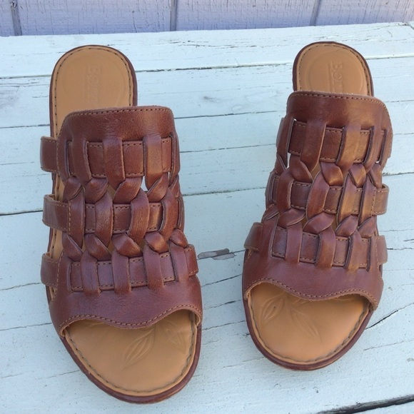 Born Leather Woven Heeled Sandals - Picture 8 of 11